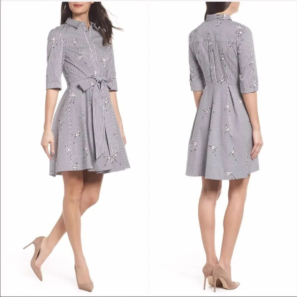 Felicity & Coco Welch Tie Front Shirtdress Sz Med